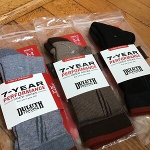 Duluth Men's 7-Year Lightweight Performance Crew Socks Gray Brown Black Medium